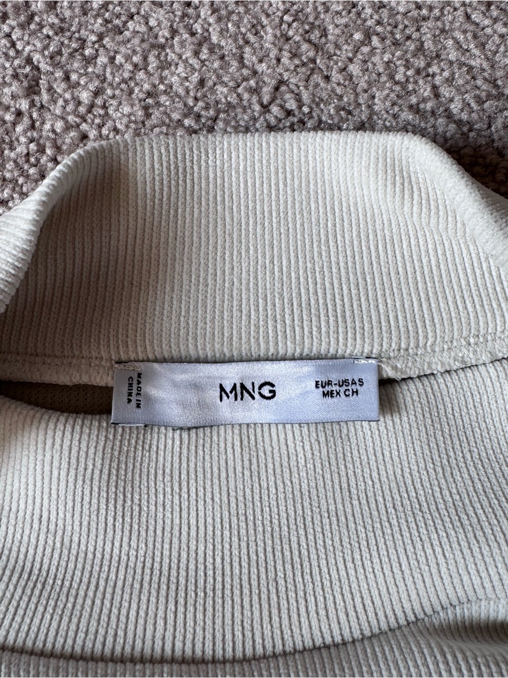 Mango Cream Ribbed Mock Neck Top - Picture 2 of 2
